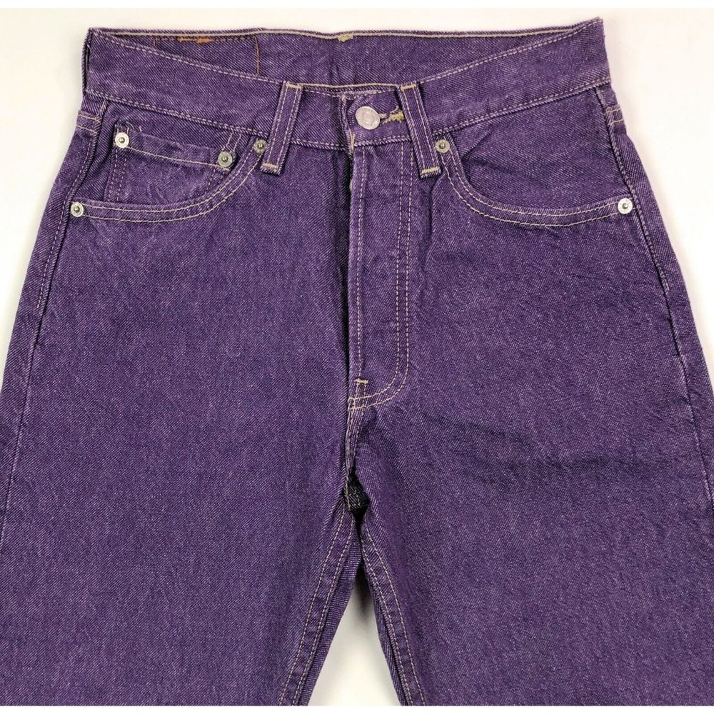Levis 501 For Women 25x32 Purple Jeans VTG Button Fly Straight Leg Made In USA - Picture 4 of 10